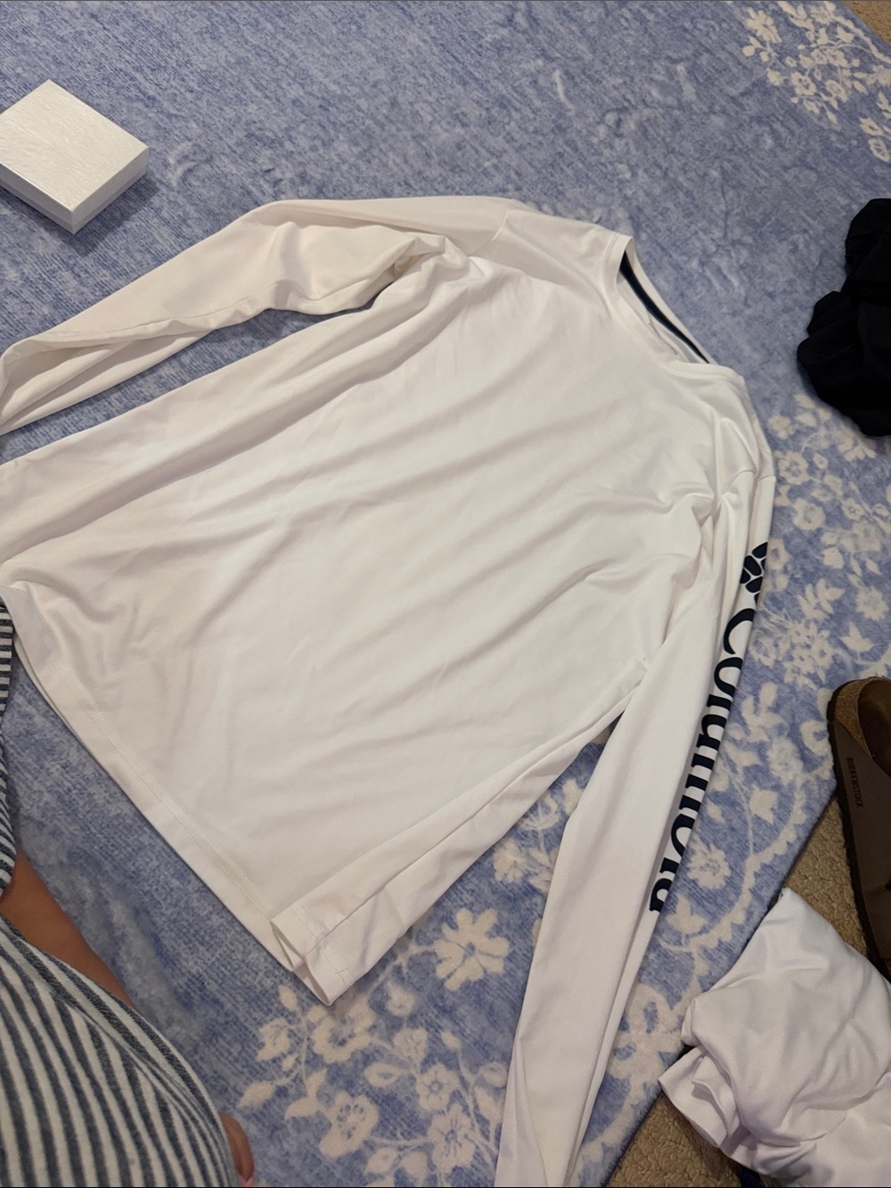 Columbia White Long-Sleeve Performance Tee with Sleeve Logo